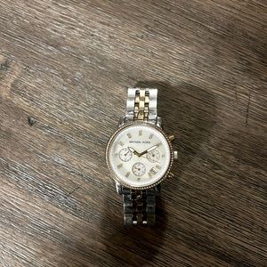 Michael Kors watch. Tri-tone (gold, rose gold, & silver). Lightly worn.
